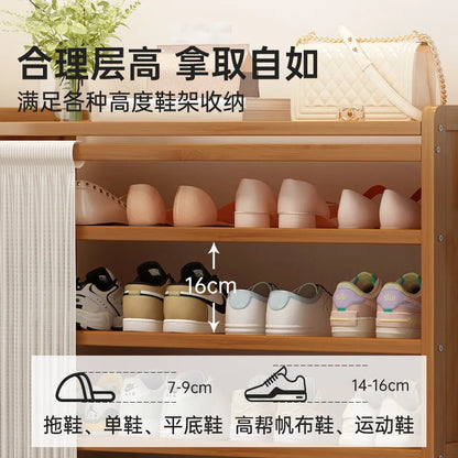 Bamboo shoe cabinet entrance door household large capacity dustproof multi-layer shoe rack rental room shoe storage rack
