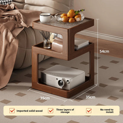 Solid wood bedside table, bedroom bedside storage, household sofa edge