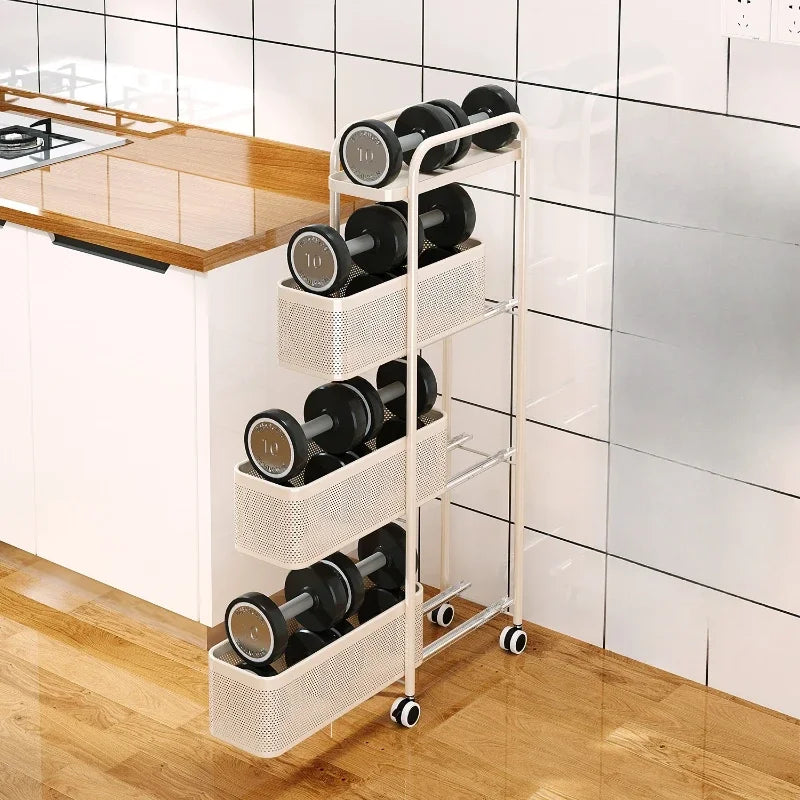 Slim Gap Portable Trolley Organizer Drawer Narrow Space Saver Kitchen Bathroom Sofa Fridge Multi Tier Foldable Storage Wheels