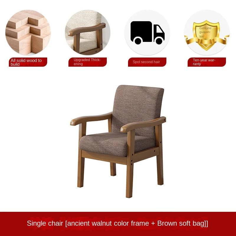 Solid wood chair single sofa chair computer desk chair home comfortable backrest armchair sitting mahjong elderly chair