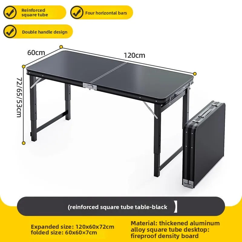 Folding table stall foldable outdoor portable rectangular small table camping picnic night market folding table and chairs