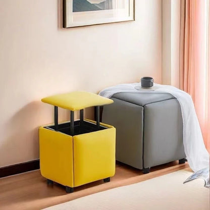 Multi-Functional Rubik's Cube Stool - 5-in-1 Storage Ottoman, Serves as Coffee Table, Dining & Shoe Bench, Nordic Style, silla