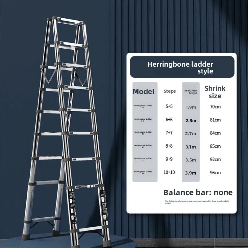 Stainless steel telescopic ladder Multifunctional  herringbone ladder Portable folding ladder Bamboo ladder Lifting ladder