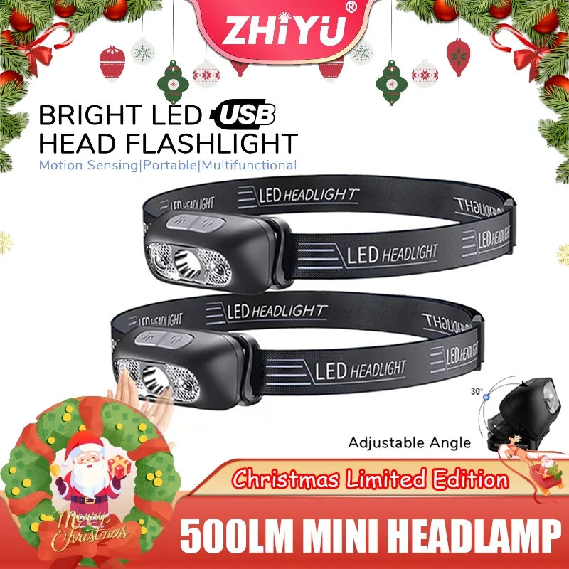 500 Lumen USB Rechargeable Headlamp Motion Sensor Bright LED Running Fishing Flash Head lamp Headlight Infrared Sensor Light