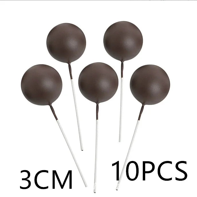 10 Pcs Colour Ball Happy Birthday Cake Topper 3CM Frosted Balls Kids Christmas Party Gift Cake Topper Wedding Dessert Decoration