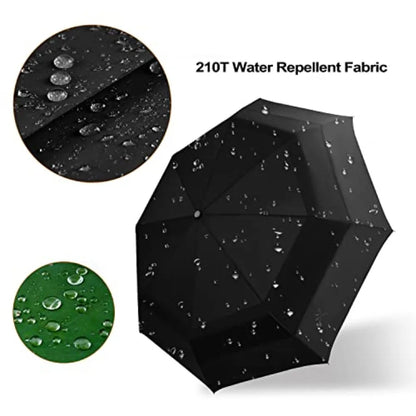 Large Folding Golf Umbrella - Compact Mens Umbrellas Travel Rain and Windproof 54inch Collapsible Automatic Open Close Umbrella