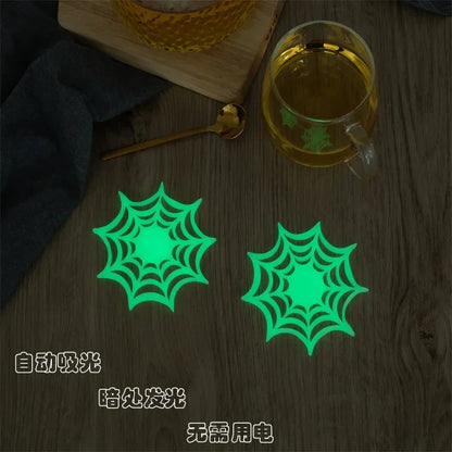Insulated Coaster, Spider Web Fluorescent Placemat, Luminous Silicone Coaster