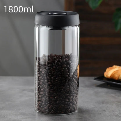 Coffee Jar Manual Vacuum Moisture Proproof Storage Jar Kitchen High Borosilicate Glass Tea Jar Coffee Bean Storage Sealed Jar
