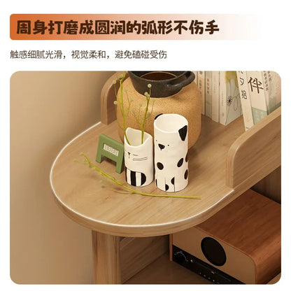 Wooden Corner Storage Bedside Table Simple Modern Multi-Layer Side Table Nightstand Cabinet Standing Bookcases Home Living Room
