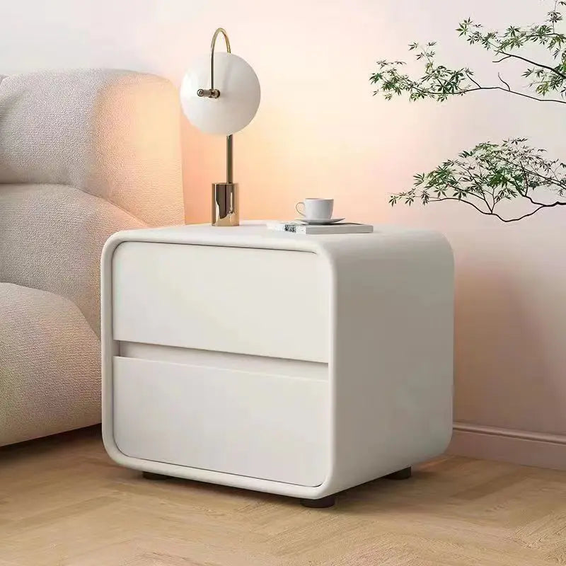 Simple modern bedside table cream style solid wood storage ultra-narrow new 2-layer light luxury bedroom storage bedside home