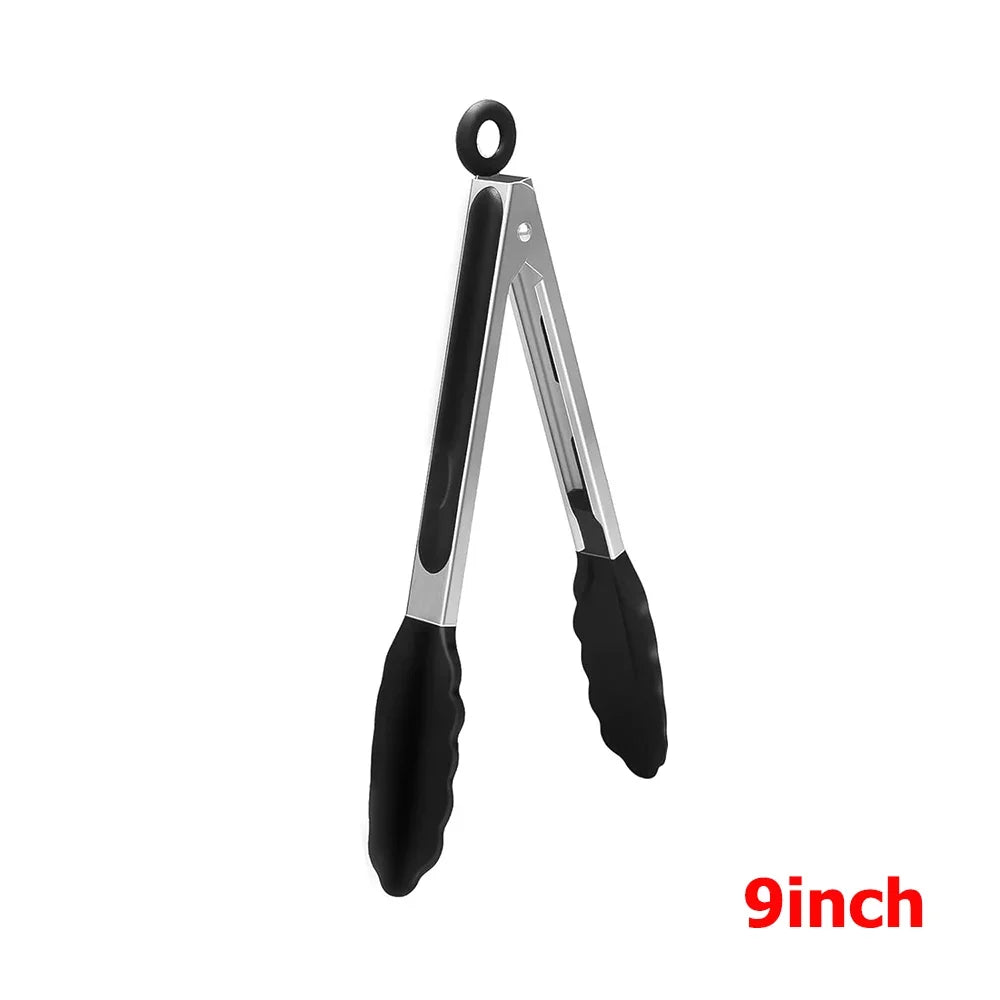 9 12 inch Kitchen Tongs For Cooking with Silicone Tips Heat Resistant Locking Cooking Tongs Non-Stick Food Tongs YY211