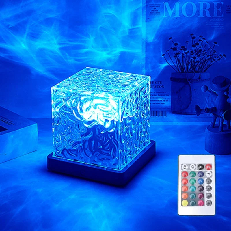 Northern Lights Projector Lamp 16 Colors Ocean Wave Night Light Remote Control Party Atmosphere Light Home Bar Restaurant Gift