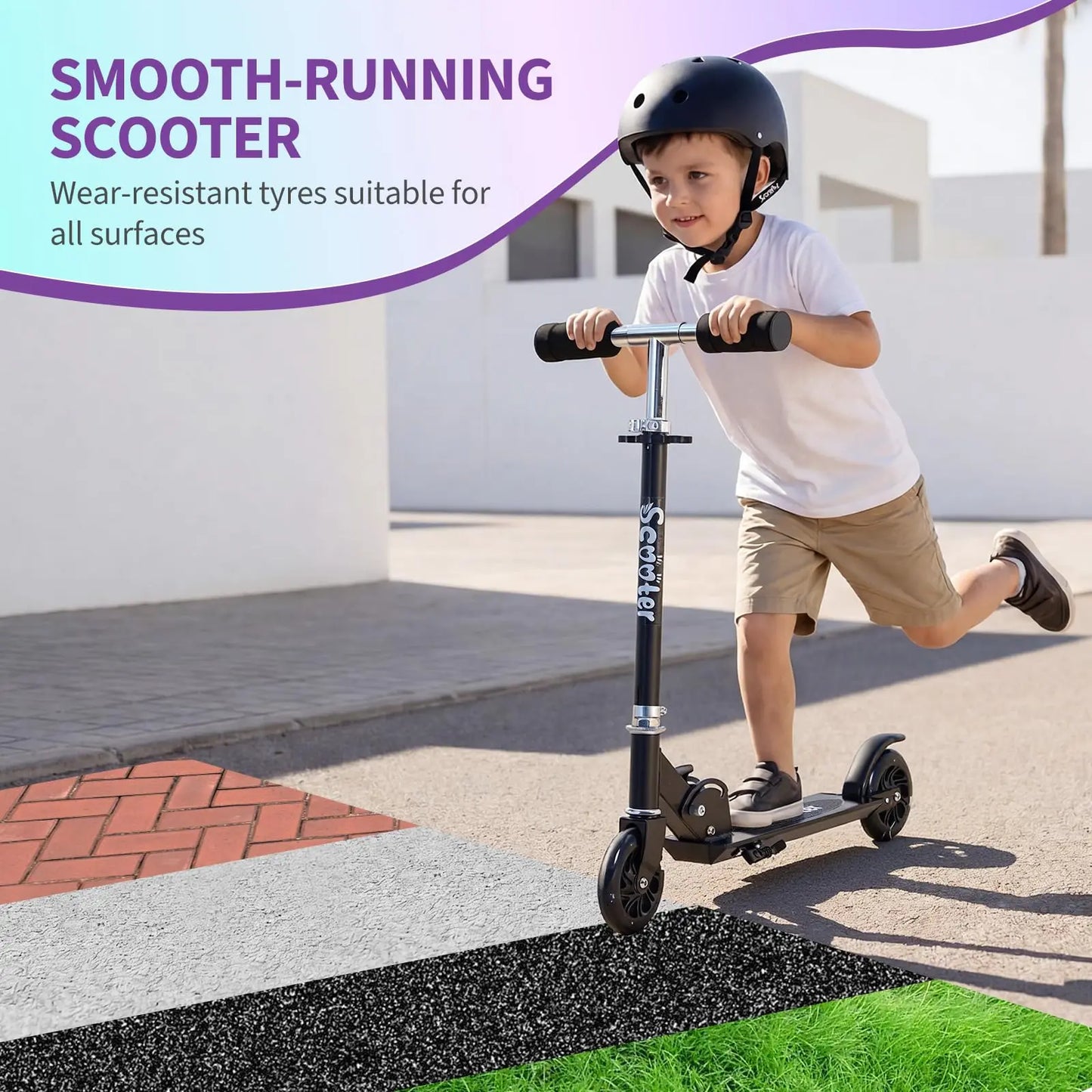 Kids Kick Scooter With LED Light Up Wheels Adjustable Height Foldable Lightweight Toddler Scooter For Boys Girls Age 3-12