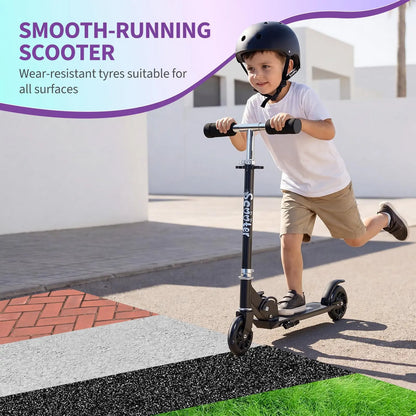 Kids Kick Scooter With LED Light Up Wheels Adjustable Height Foldable Lightweight Toddler Scooter For Boys Girls Age 3-12
