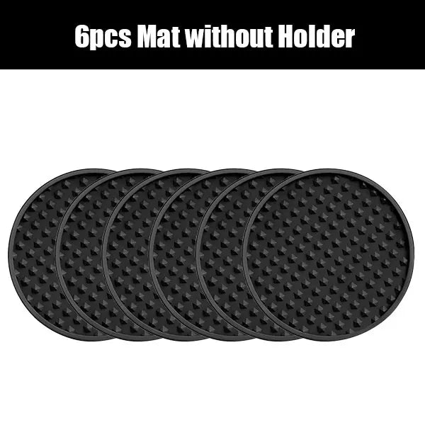 6/7 Pcs Silicone Drink Coasters with Holder Heat Resistant Cup Dish Drying Mat Tabletop Protection Non-Slip Coasters for Drinks