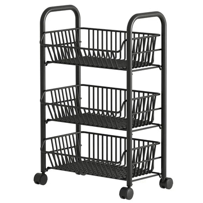 Slim Multi Tier Rolling Kitchen Trolley Organizer Cart Wheels Foldable Mobile Storage Rack Pantry Balcony Bedroom Living Room