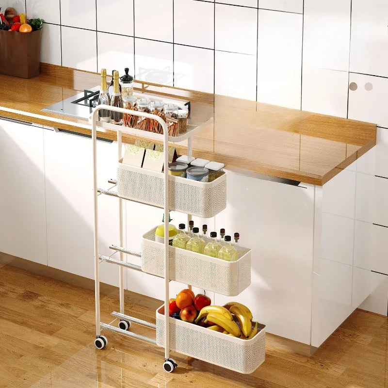 Slim Gap Portable Trolley Organizer Drawer Narrow Space Saver Kitchen Bathroom Sofa Fridge Multi Tier Foldable Storage Wheels