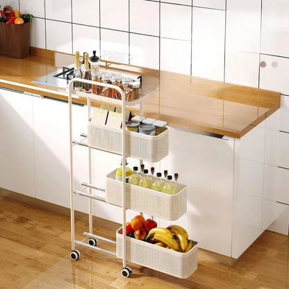 Slim Gap Portable Trolley Organizer Drawer Narrow Space Saver Kitchen Bathroom Sofa Fridge Multi Tier Foldable Storage Wheels
