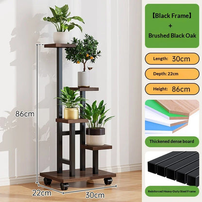 Mobile Iron Plant Stand Multi Tier Rolling Plant Rack Flower Pot Holder Indoor Outdoor Balcony Living Room Plant Shelf Rack
