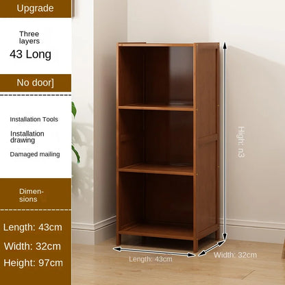 Bookcase with door, multi-layer storage rack, seam storage cabinet, living room display cabinet, bookshelf