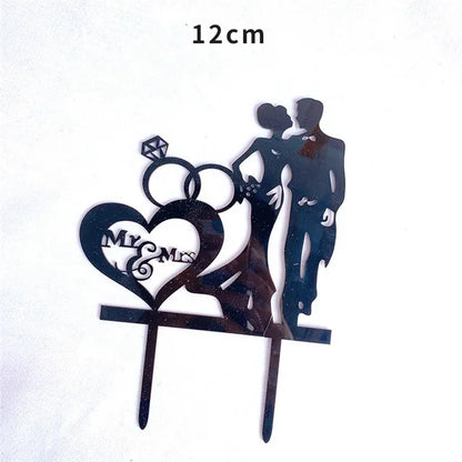Ins Gold Acrylic Ring Wedding Cake Topper Bride Groom Proposal Party Wedding Cake Topper for Engagement Gift Dessert Decoration