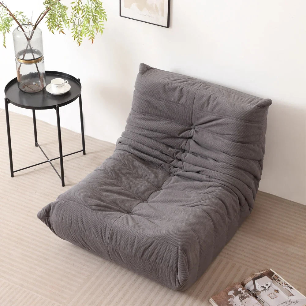 Lazy Sofa, Caterpillar Sofa | Classic Grey Sponge-Filled, Living Room Ready, No Electricity Needed