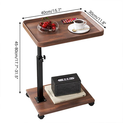 Adjustable C Table With Wheels, 360° Swivel Tv Tray & Storage For Couch, Bed, Living Room, Mobile Locking Snack Table