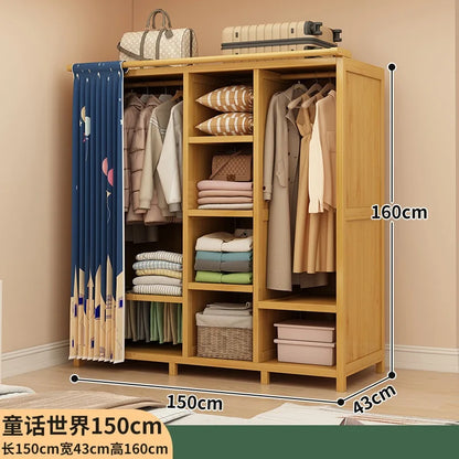 Simple wardrobe rental bedroom dustproof closet home economical multi-layer clothing storage rack