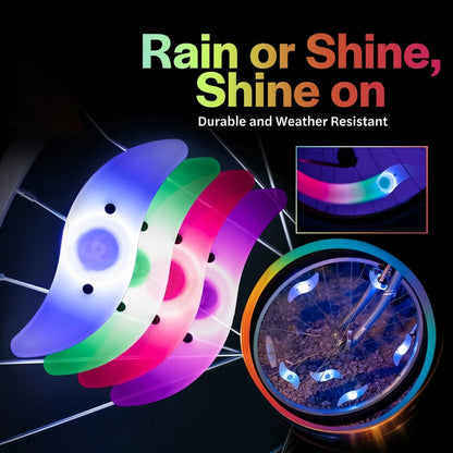 2 Pcs LED Bike Wheel Lights, 2-Pack - Color Changing & Color Select Modes - Light Up Your Spokes - Morph Through Rainbow Colors