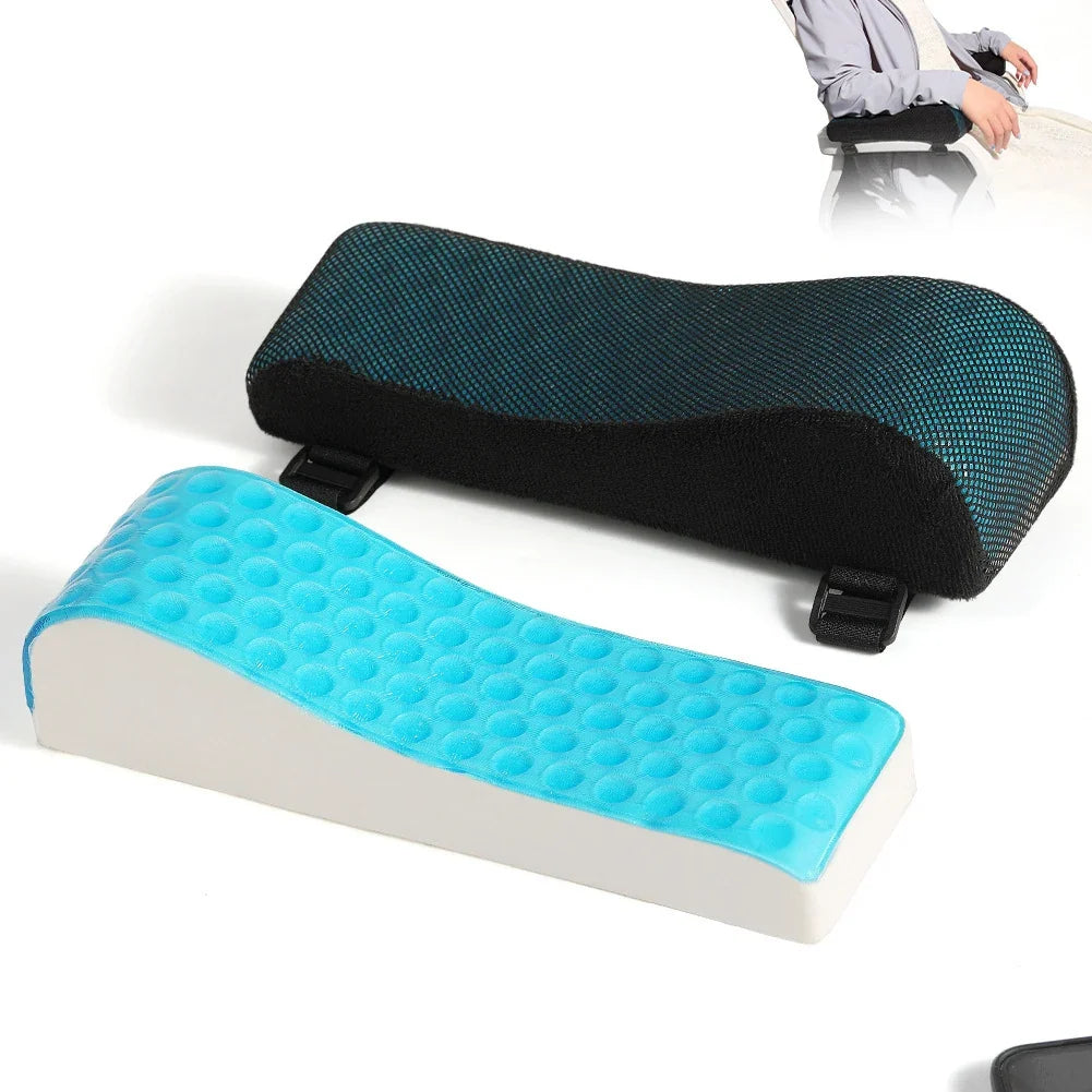 2Pcs Soft Comfortable Memory Gel Armrest Pads Elbow Pillow Resilient Foam Ergonomic Hand Rest for Office Car Game Chair