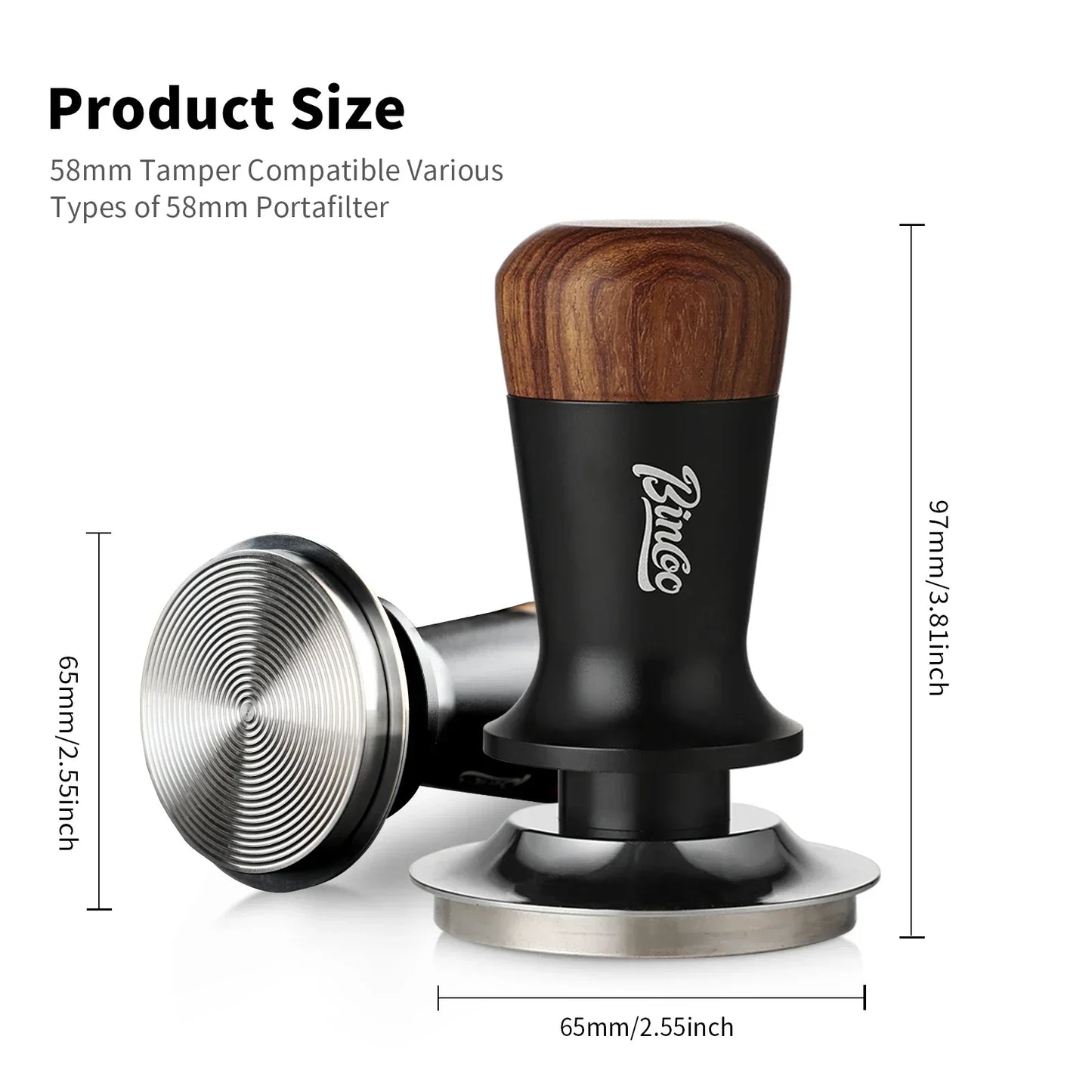 Bincoo Pro Constant-Force Tamper , 51/58mm Precision Fit, 30LB Consistent Pressure, Professional Espresso Tool