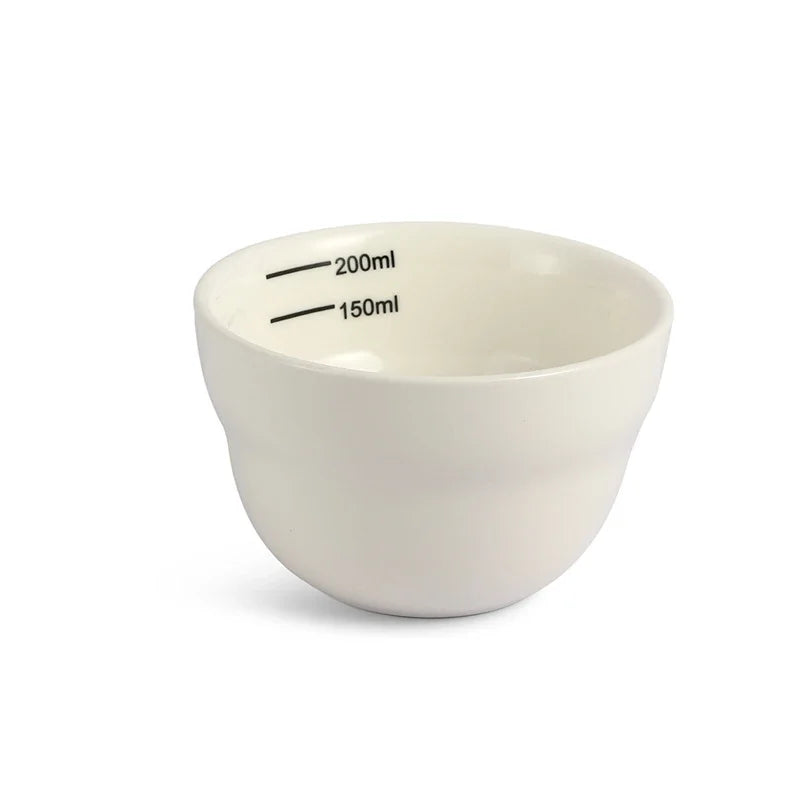 200ml Ceramic Coffee Bowl with Scale Thickened Measuring Bowl U Cupping Cup with Spoon Espresso Measuring Cup Coffee Accessories