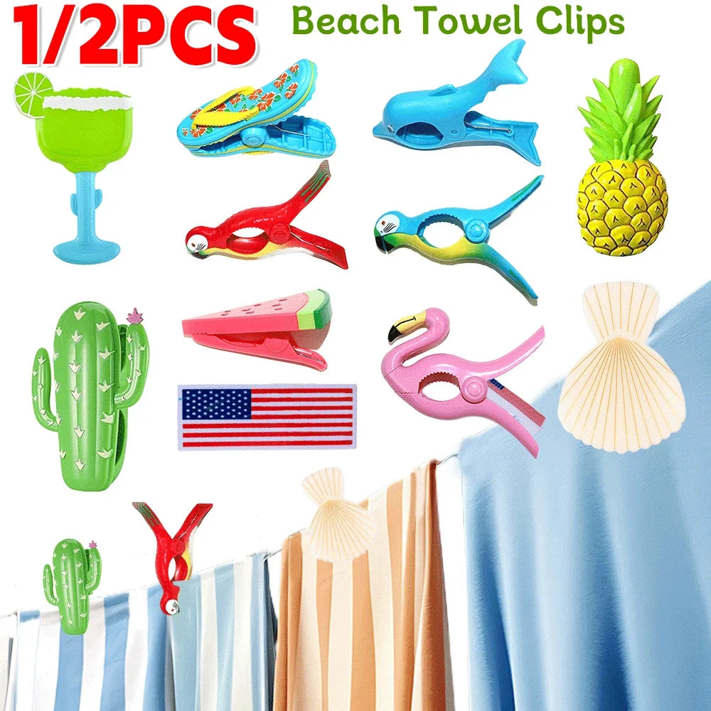 Cute Plastic Beach Towels Clips Large Drying Racks Retaining Clip Windproof Clothes Pegs Pins Animal Decorative Clothespins