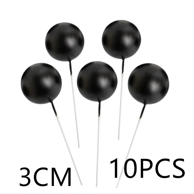 10 Pcs Colour Ball Happy Birthday Cake Topper 3CM Frosted Balls Kids Christmas Party Gift Cake Topper Wedding Dessert Decoration