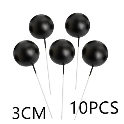 10 Pcs Colour Ball Happy Birthday Cake Topper 3CM Frosted Balls Kids Christmas Party Gift Cake Topper Wedding Dessert Decoration