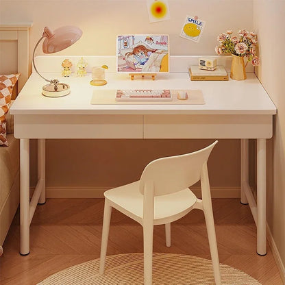 Modern Compact Computer Desk Small Study Desk Student Home Office Bedroom Makeup Desk Storage Drawer Space Saving Easy Assembly