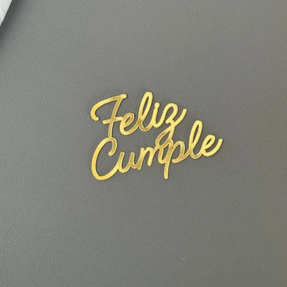 ins Spanish Happy Birthday Cake Topper Golden Crown Acrylic Birthday Party Cake Toppers For Baby Shower Cake Dessert Decorations