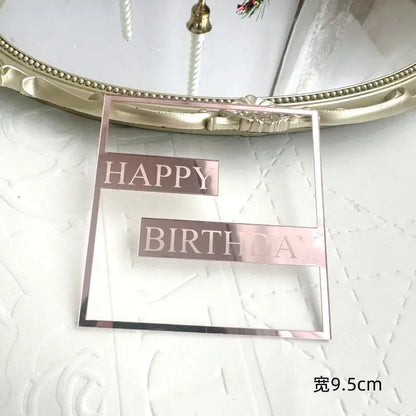 New Happy Birthday Cake Toppers Gold Acrylic Birthday girl Kids Birthday Party Cake Topper Dessert Decoration Baby Shower Gift