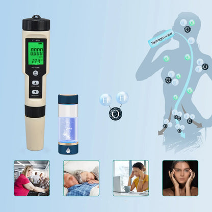 Hydrogen Test Pen High Sensitivity Backlit LCD Design Digital Hydrogen Meter for Aquariums Gardening Laboratories