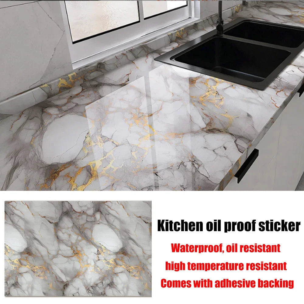 40cm New Kitchen Oil-proof Wall Stickers Self-adhesive Stain-resistant High Temperature Kitchen Countertop Protective Wallpaper