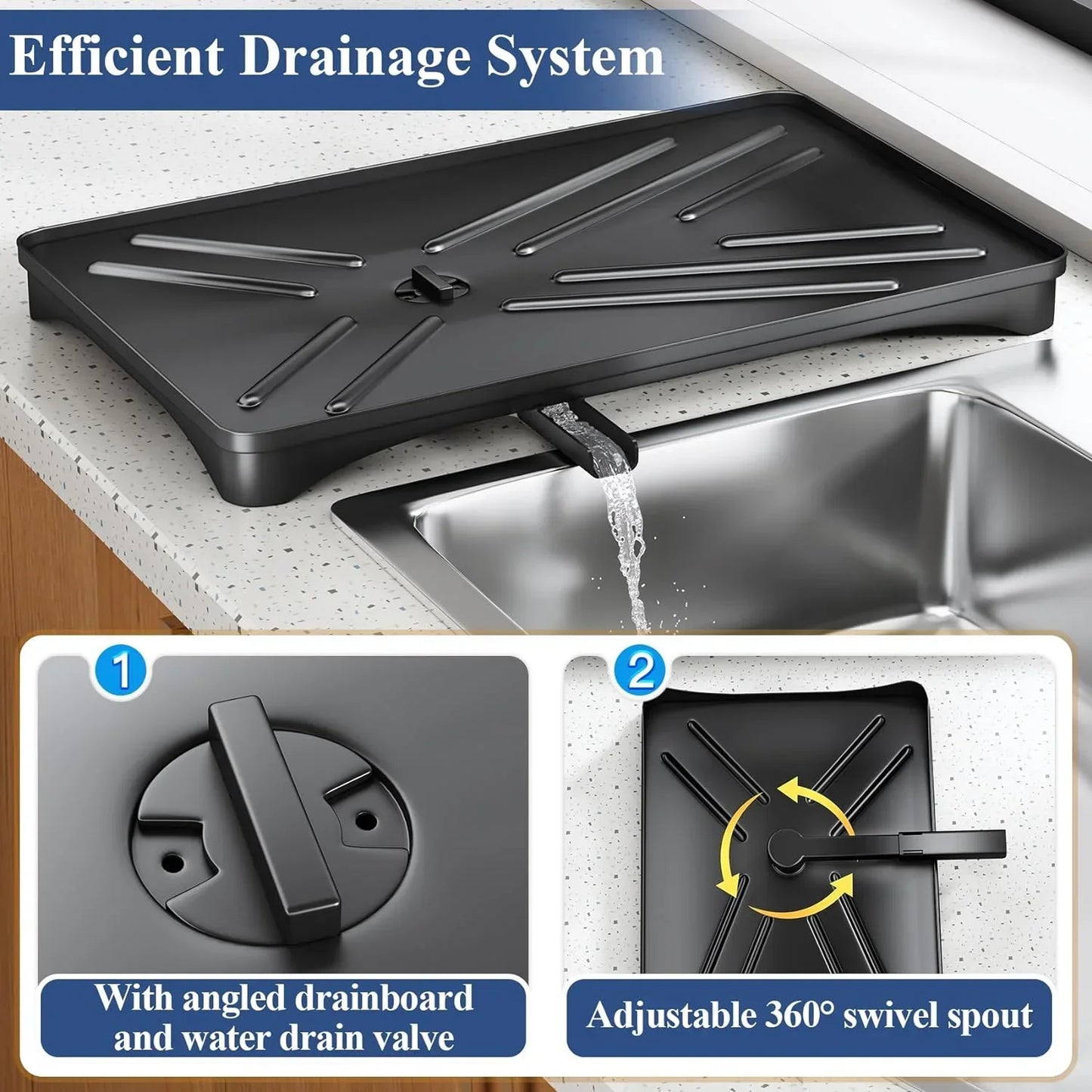 Spacious Kitchen Dish Rack with Drainboard - Rust-Resistant Countertop Drainer with Utensil Holder for Efficient Drying
