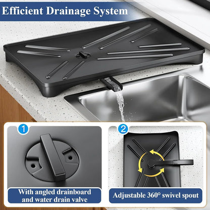 Spacious Kitchen Dish Rack with Drainboard - Rust-Resistant Countertop Drainer with Utensil Holder for Efficient Drying