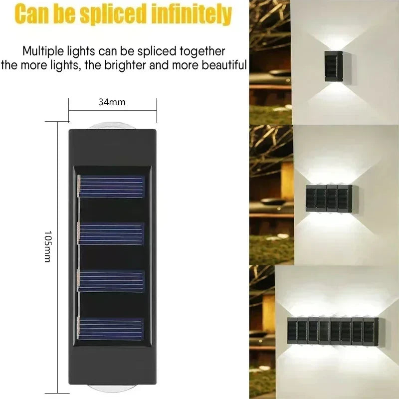 Solar Wall Lights Outdoor Warm/White Solar Wall Mount Porch Lamp Up And Down Lighting For Garden Street Landscape Balcony Patio