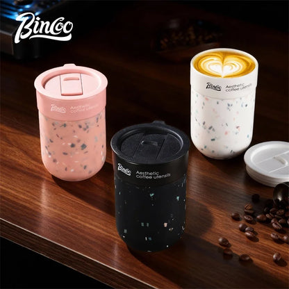 BINCOO Ceramic-lined Coffee Mug Thermal Cup Insulated Coffee Cup Portable for Office Travel and Outdoor 300ML