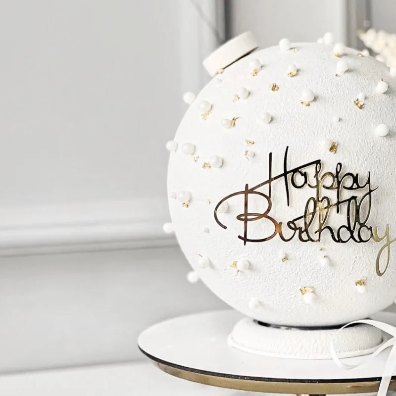 Ins Simple Style Happy Birthday Cake Topper Gold silver Acrylic Kids Party Gift Cupcake Toppers Baby Shower Dessert Decoration