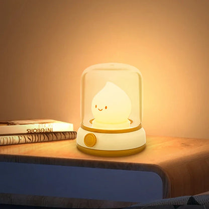 Cute Flame Lamp Candle Night Light Desktop LED Decorative Lamp USB Rechargeable Night Light Bedroom Creative Children's Gift