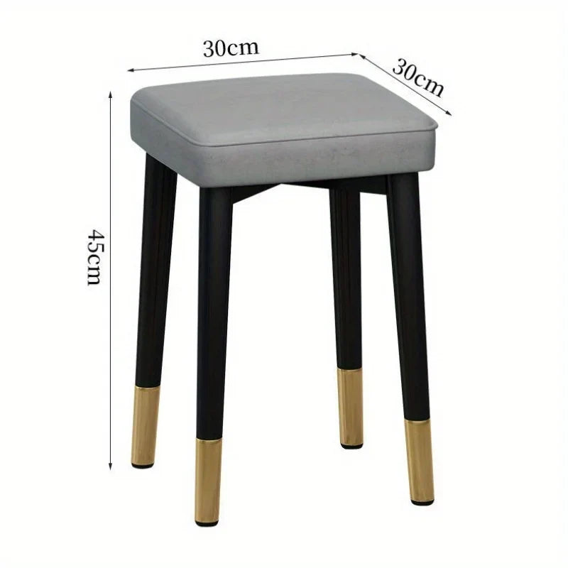 Modern Cushioned Stool for Dining Room, Living Room, Bedroom, and Office | with Golden Foot Cover, Criss-cross Construction Leg