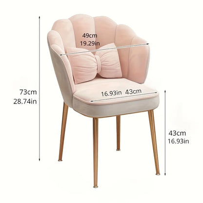 1pc Makeup chair with Petal Shaped Backrest, Casual Chair for Bedroom Study Room Living Room & Dormitory