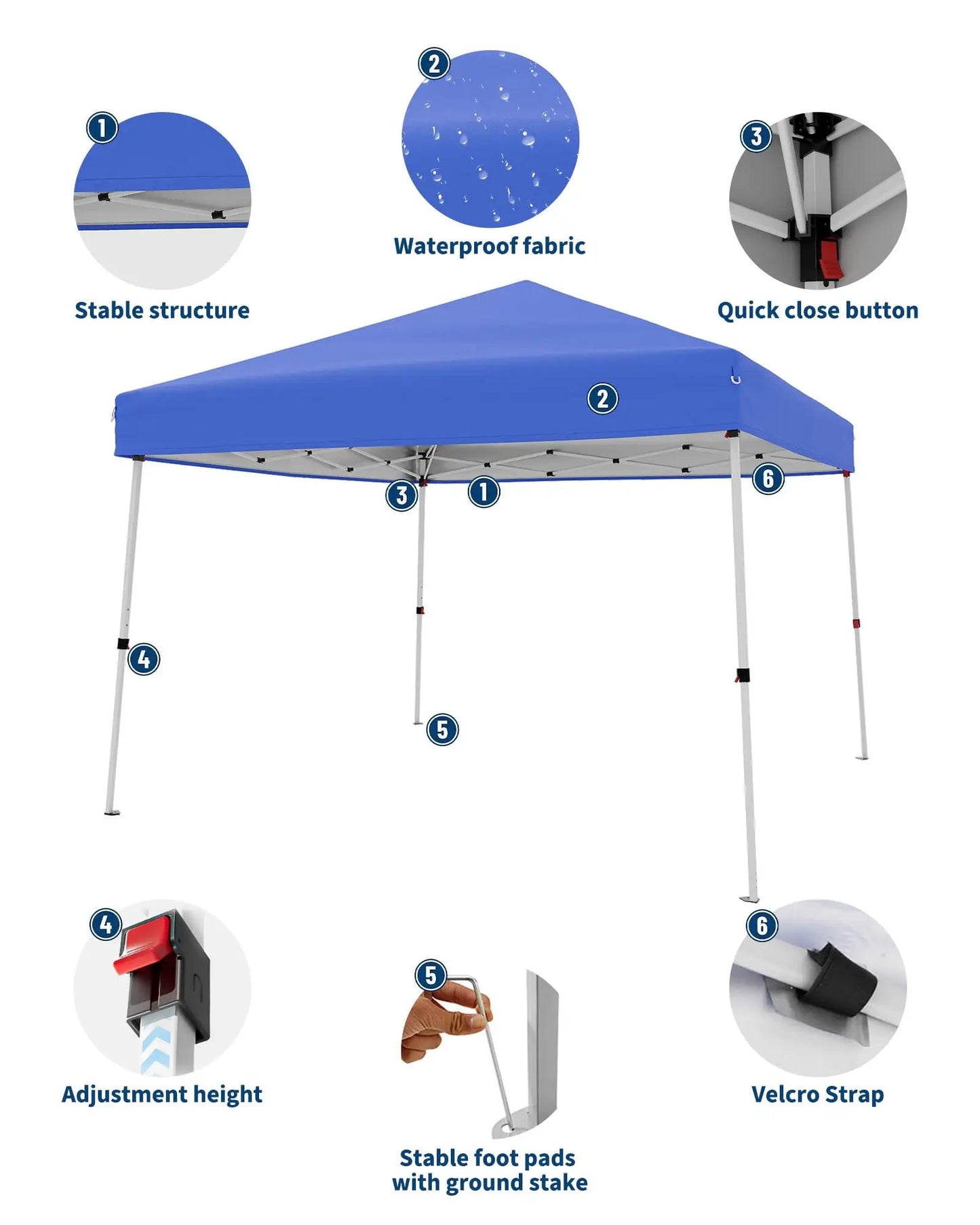 10x10 FT Pop Up Canopy Tent, Slant Leg Instant Outdoor Shelter UV Protection Waterproof With Carry Bag For Patio Garden Beach
