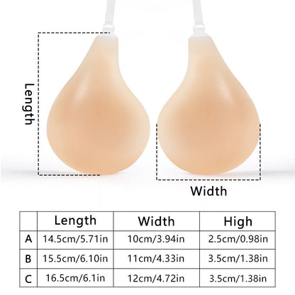 Spoon shaped lifting bra with shoulder straps for anti sagging, invisible and seamless gathering, silicone chest patch